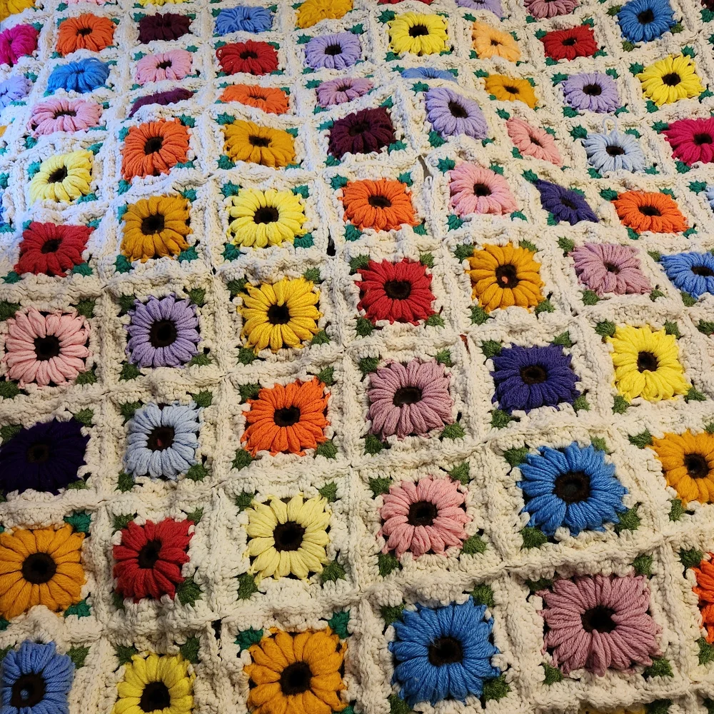 Colorful Floral Crochet Blanket